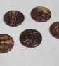 5 Medium Smooth Coconut Shell Buttons Size 36, 24mm - Image 3