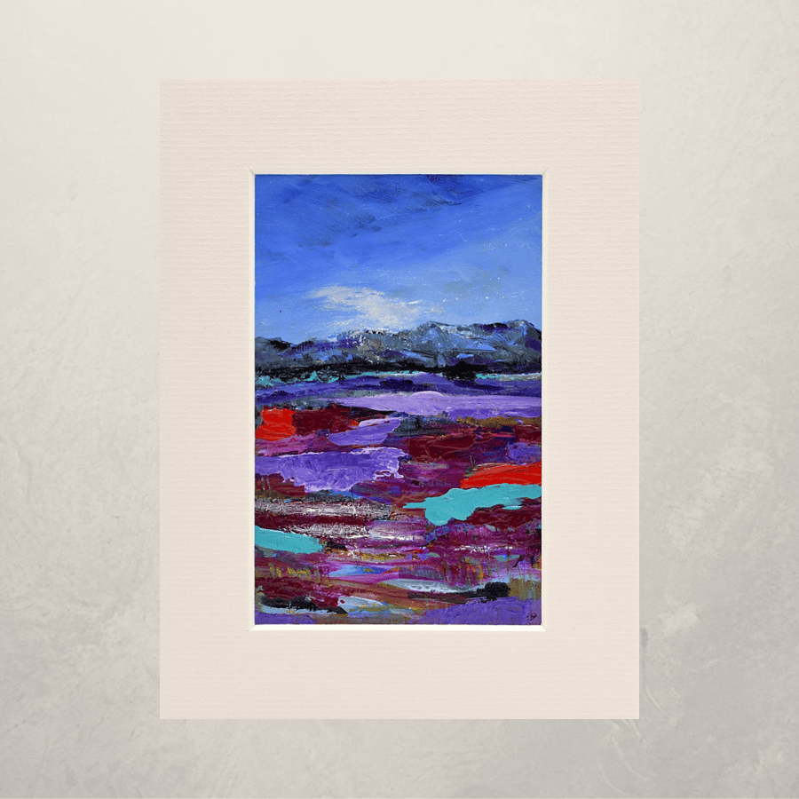 An Abstract, Colourful Scottish Landscape. 8 x 6 inches.
