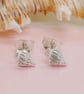 Fine silver shell stud earrings welk Shells handmade gift wrapped