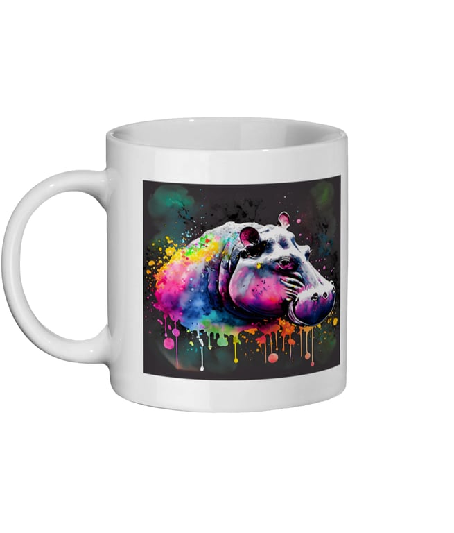 Watercolour Hippo 2 - Bright, Vivid Wildlife Mug