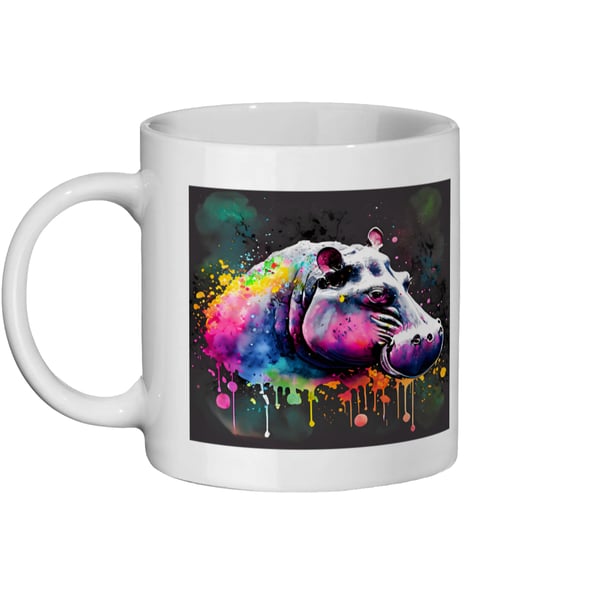Watercolour Hippo 2 - Bright, Vivid Wildlife Mug