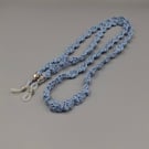 Light blue crochet glasses chain, sunglasses bobble cord
