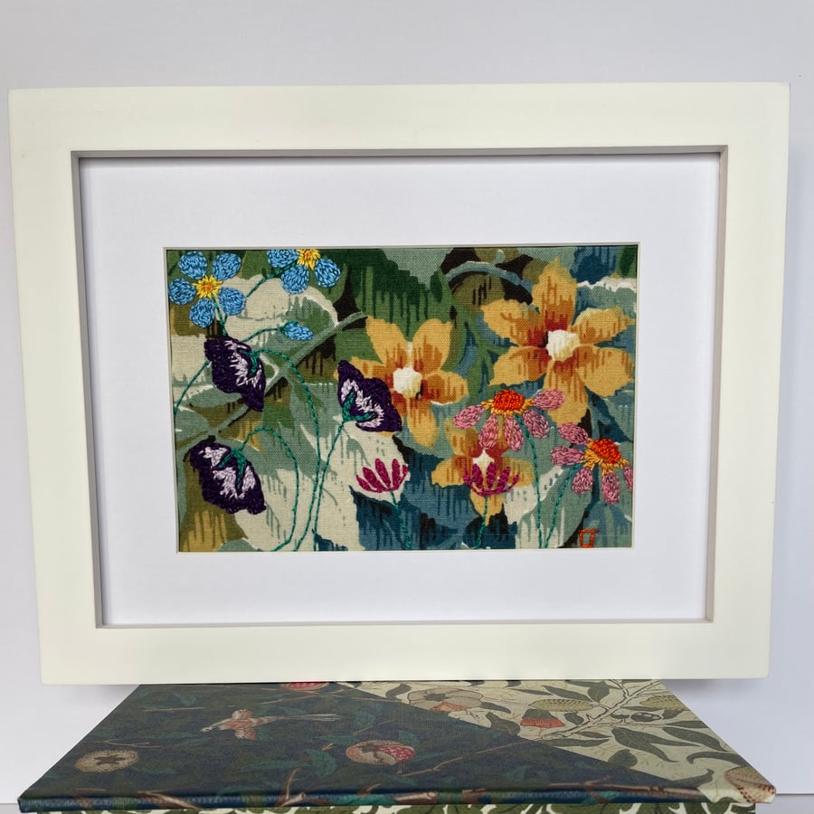 Textile Art - Hand embroidered framed picture - ‘Deep In the Border’