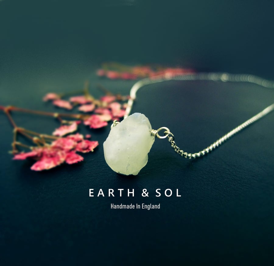 Raw Moonstone Wire Wrapped Necklace. Sterling Silver, 9ct Gold or Gold Filled