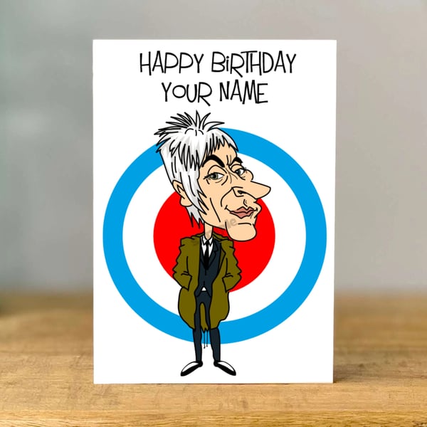 Personalised Paul Weller Birthday Card, jam, mum, dad, grandad, gran, son, 