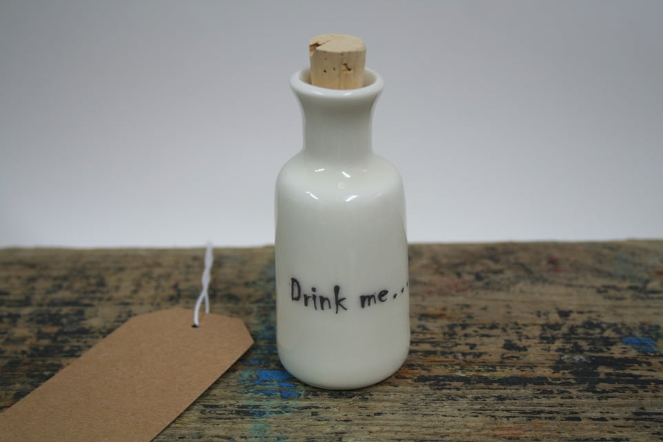 Small porcelain bottle Alice in Wonderland
