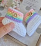 Rainbow Baby Booties – Crochet Newborn Gift & Baby Shower Gift - Image 2