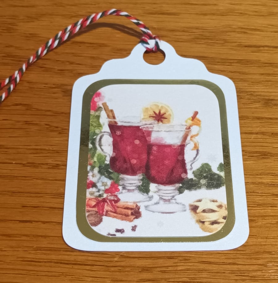 Mulled Wine and Mince Pie Christmas Gift Tag 