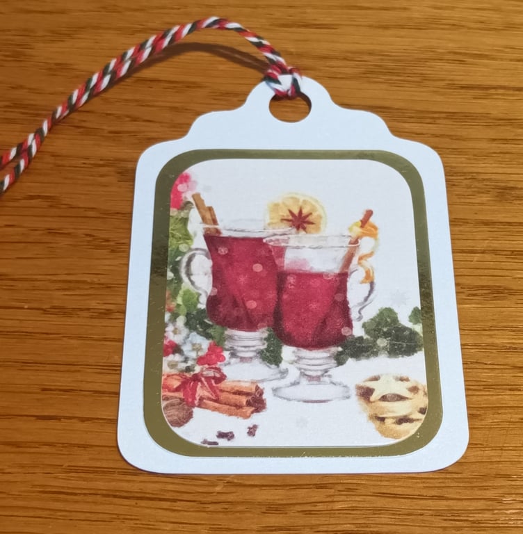 Mulled Wine and Mince Pie Christmas Gift Tag 