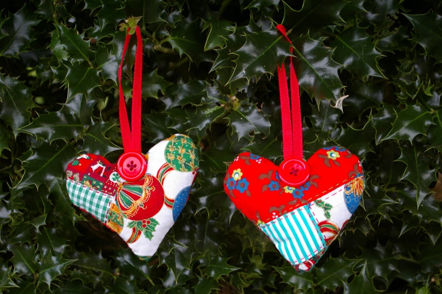 Scented Patchwork Christmas Heart Decorations