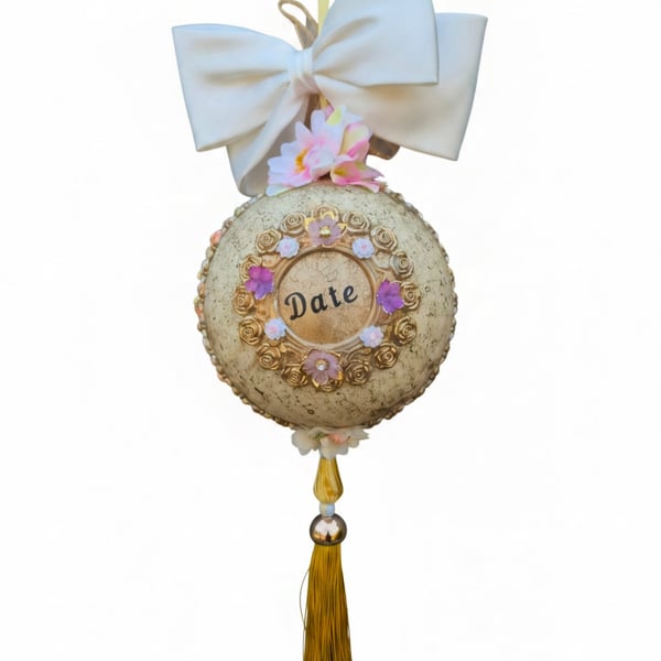 Personalised Wedding Bauble. Hand-Made Newlywed Keepsake Gift