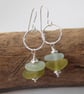 Lemon Lime & Seafoam Sea Glass Stack in on Diamond Cut Rings Earrings E631