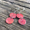 Red mix geometric enamel earrings 