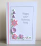 Handmade 100th Birthday Card, Quilled Pink & Lilac Floral Card - Image 7