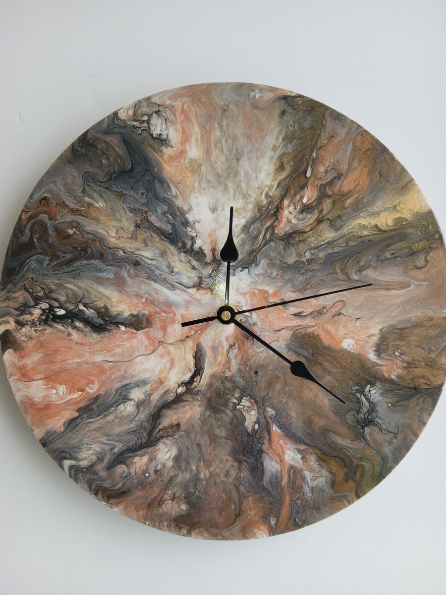 "Mystic Marble" Unique Hand-painted Handcrafted Clock Abstract Wall Art 
