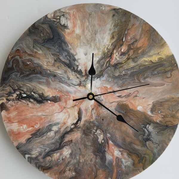 "Mystic Marble" Unique Hand-painted Handcrafted Clock Abstract Wall Art 