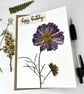Handmade Real Pressed Cosmos, Birthday Card