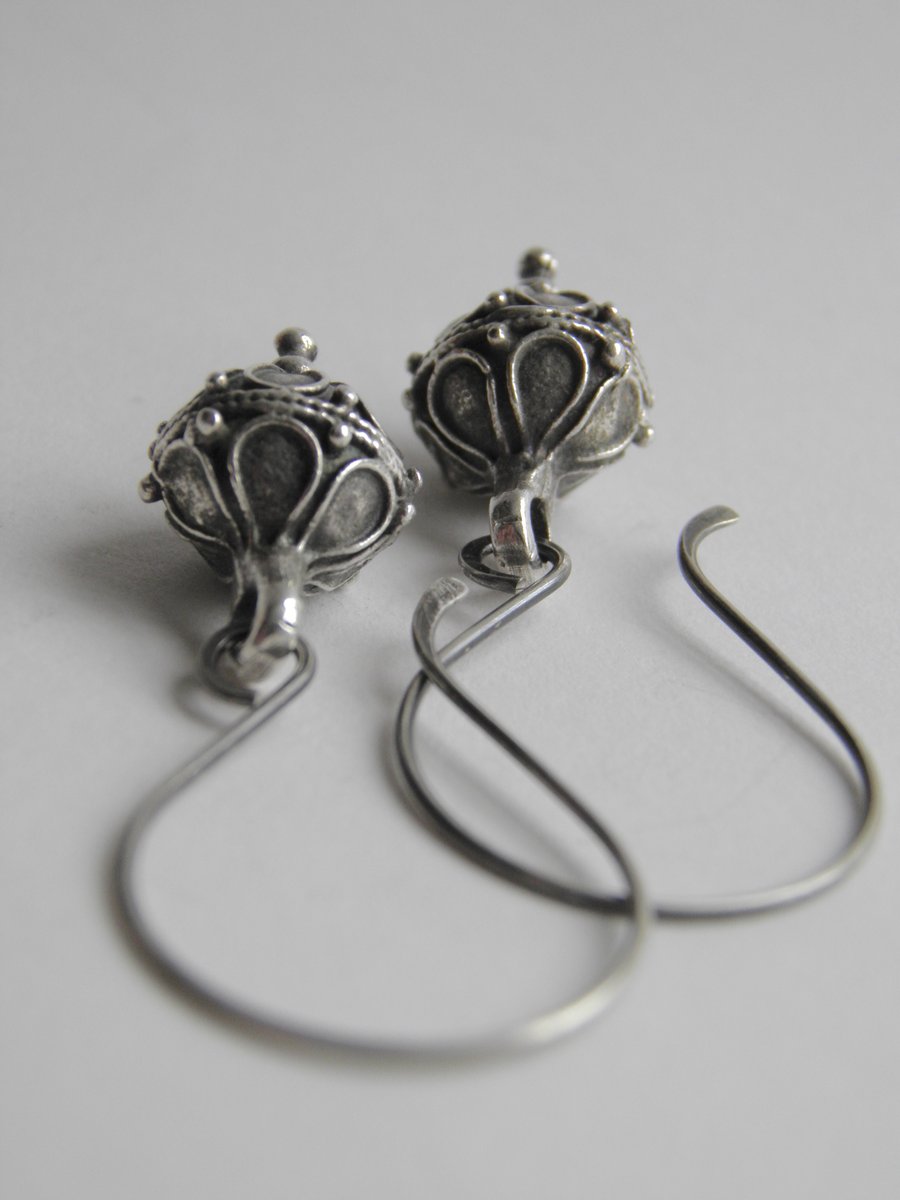 Oxidised Silver Filigree Earrings