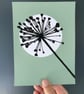 Botanical art, Garden Allium, seed head, shadow painting, handmade art, green - Image 2