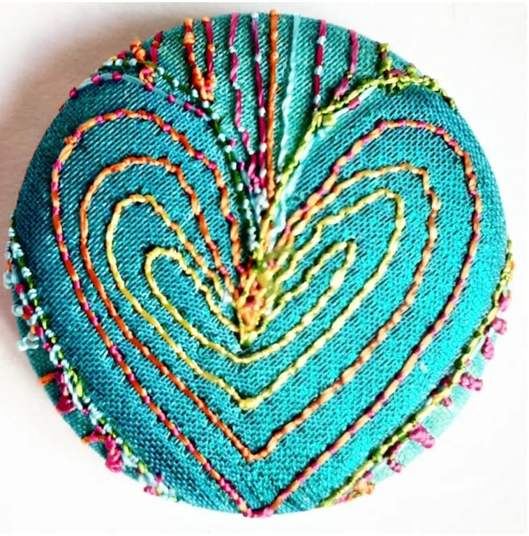 Buttons 1 inch button Hand Dyed Silks and Cottons Free Machine Embroidery Button