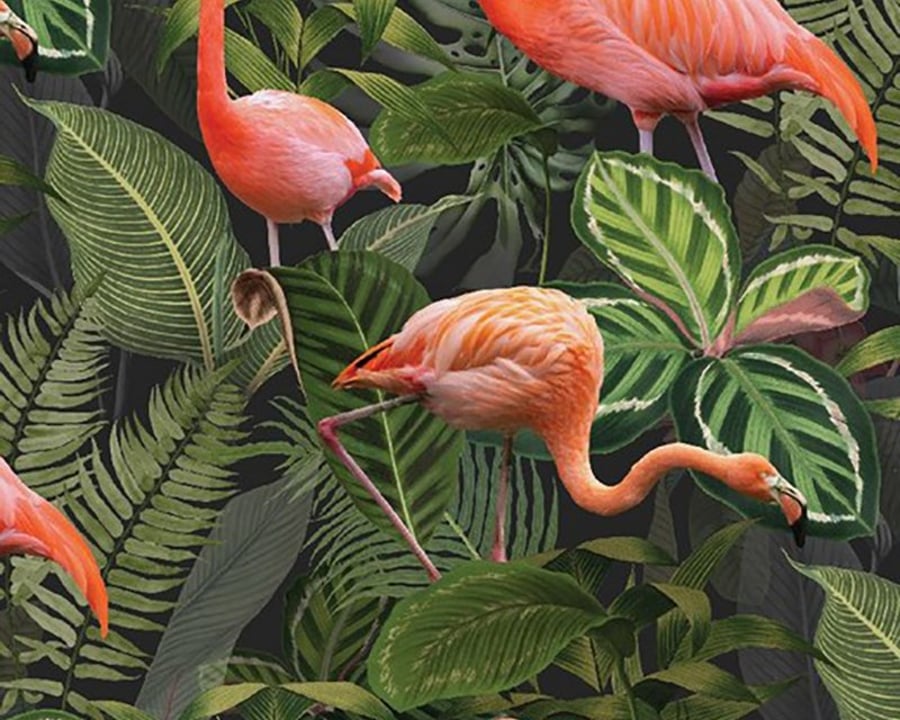 Pink Flamingo Cotton Canvas Fabric