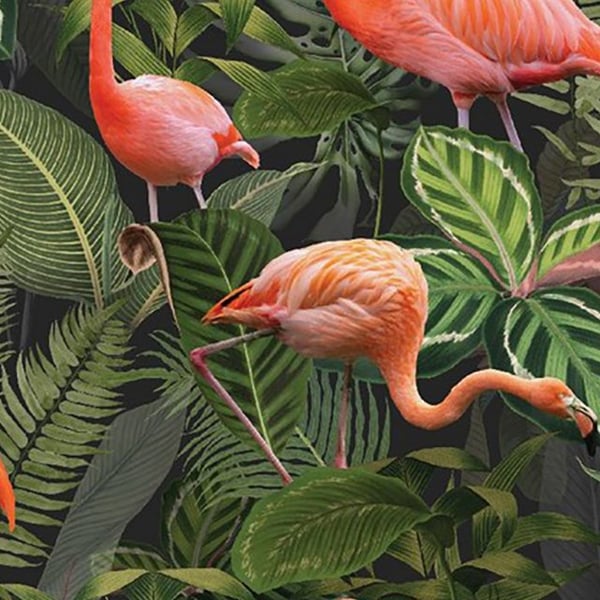 Pink Flamingo Cotton Canvas Fabric