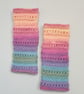 Knitted Pastel Rainbow Fingerless Gloves - Image 5