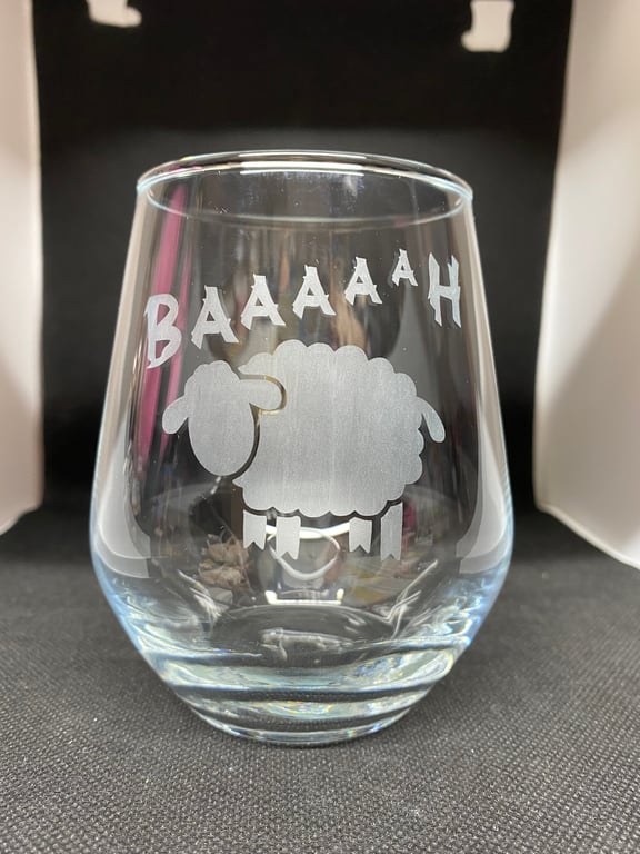 Hand Etched Glass, Baaaaah Sheep