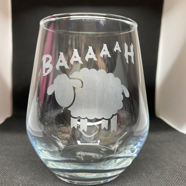 Hand Etched Glass, Baaaaah Sheep