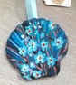 'Blue forget me knots' Handpainted king scallop shell wall art.   - Image 4