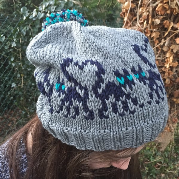 KNITTING PATTERN in pdf to make a 'Love Cats' Hat