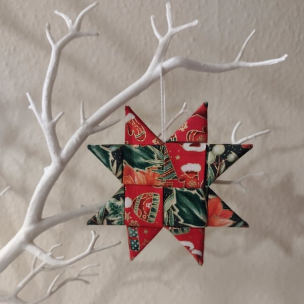 Christmas Star decoration Scandi-style folded fabric 