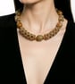 Green Jade Beaded Choker, Gold Plated Clasp, Glass Bead Stations