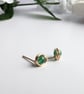 GREEN ONYX Stud Earrings Sterling Silver or 14K Gold Filled July Birthstone - Image 2
