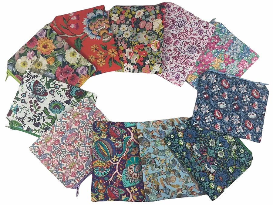 Liberty fabric Coin purse, card pouch, notions mini zip case, girls floral purse