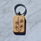 wooden keyring decorated with flowers