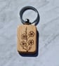 wooden keyring decorated with flowers
