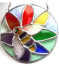 Bee on Rainbow Flower Stained Glass Suncatcher Handmade - Image 4