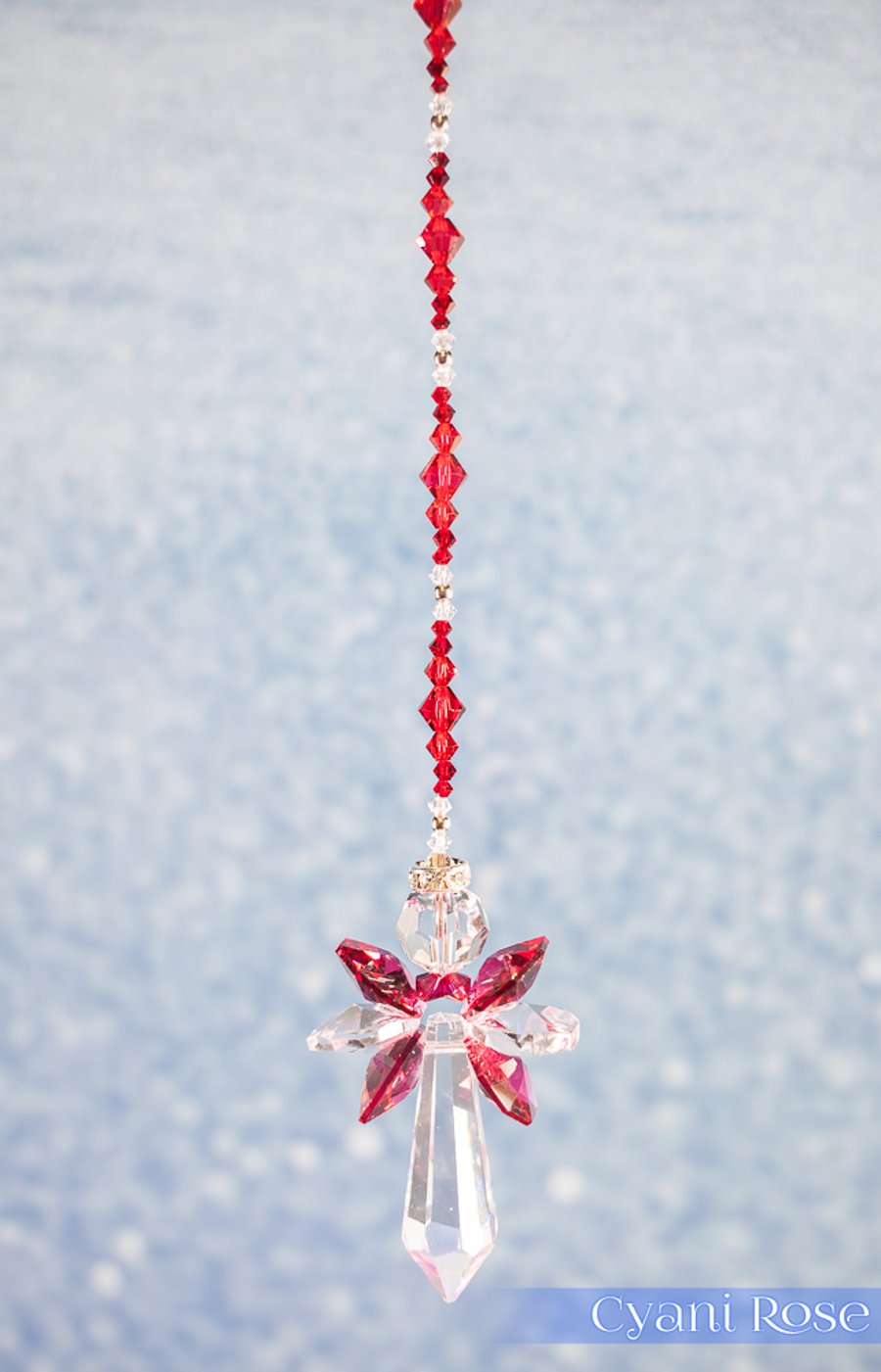 Super Sparkly Red  large Swarovski Angel Sun Catcher