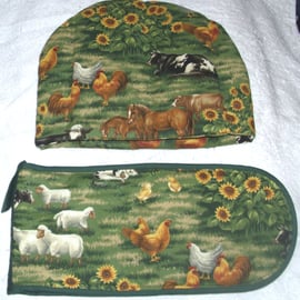 On the Farm Animals Tea cosy and ovengloves