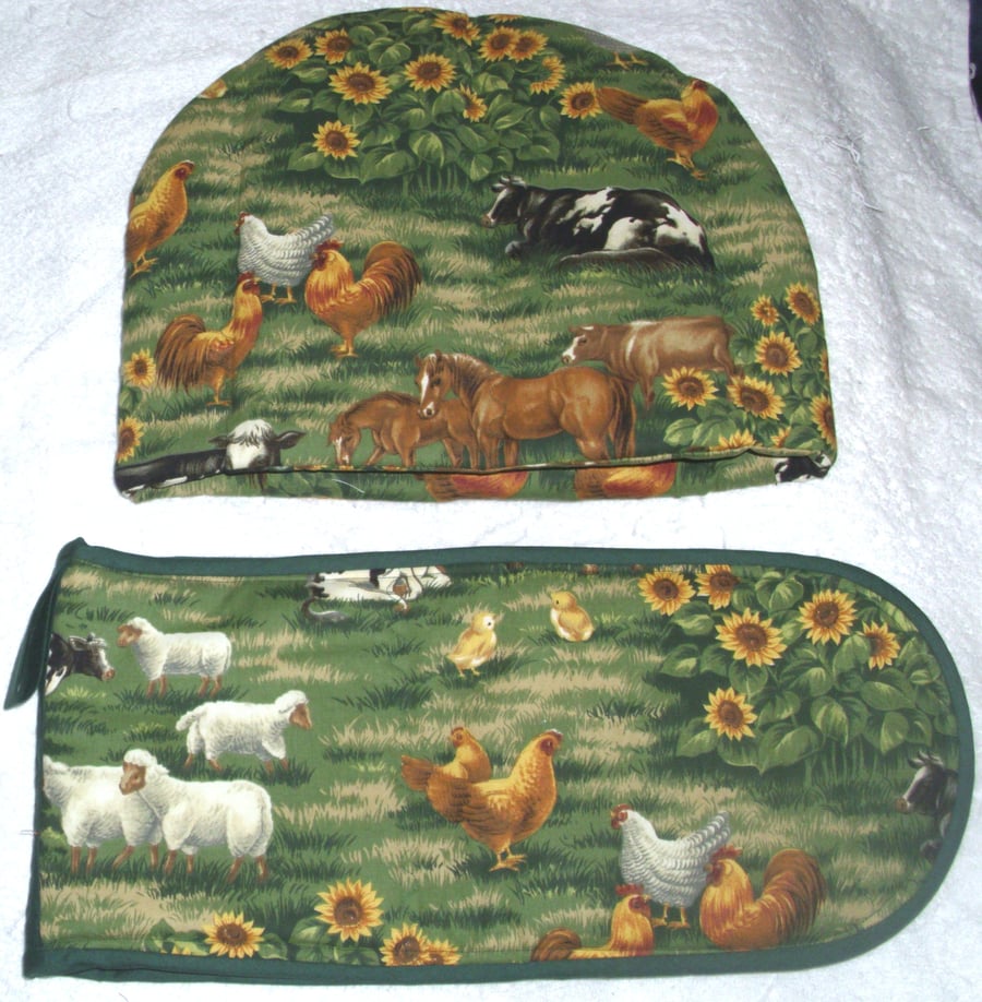 On the Farm Animals Tea cosy and ovengloves