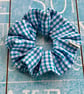 Blue and white check gingham scrunchie - Image 2