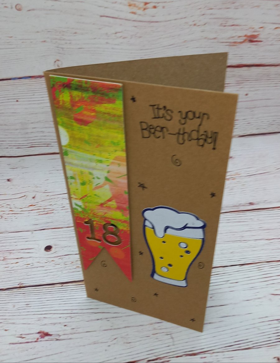 Beer lovers Birthday Celebration Card, Age Banner Card
