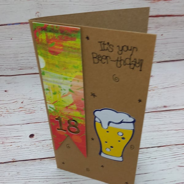 Beer lovers Birthday Celebration Card, Age Banner Card