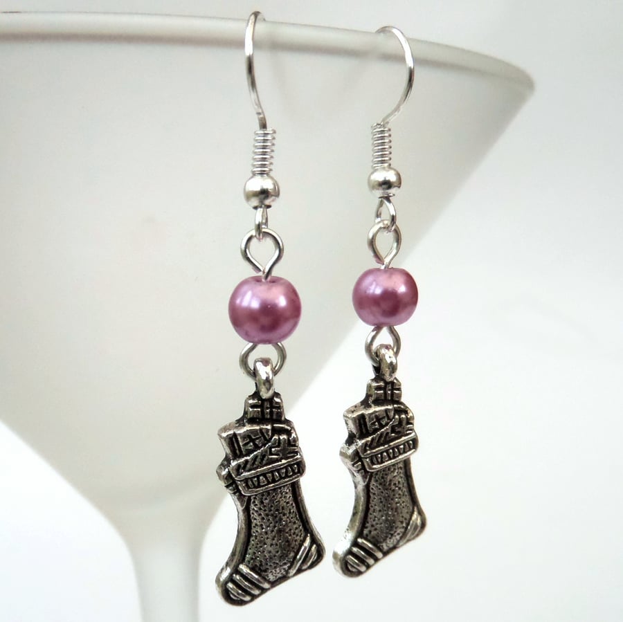 Christmas earrings, with stocking charm