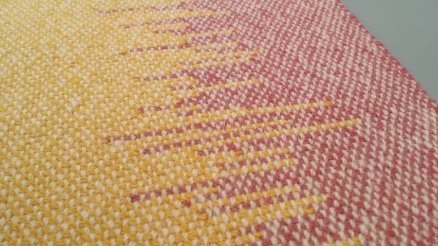 Hand Woven Wool Table Runner - Yellow and Pink