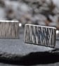 Silver bark textured cufflinks.  - Image 2