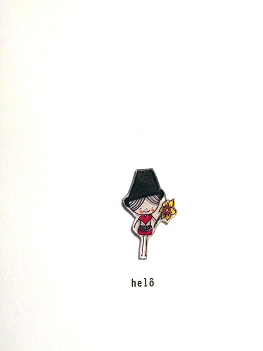 helo - hello - handmade welsh card