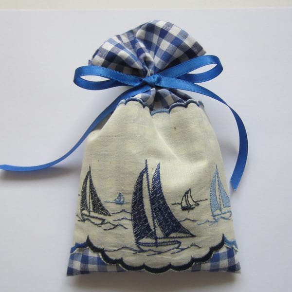 Blue Gingham Yacht Lavender Sachet