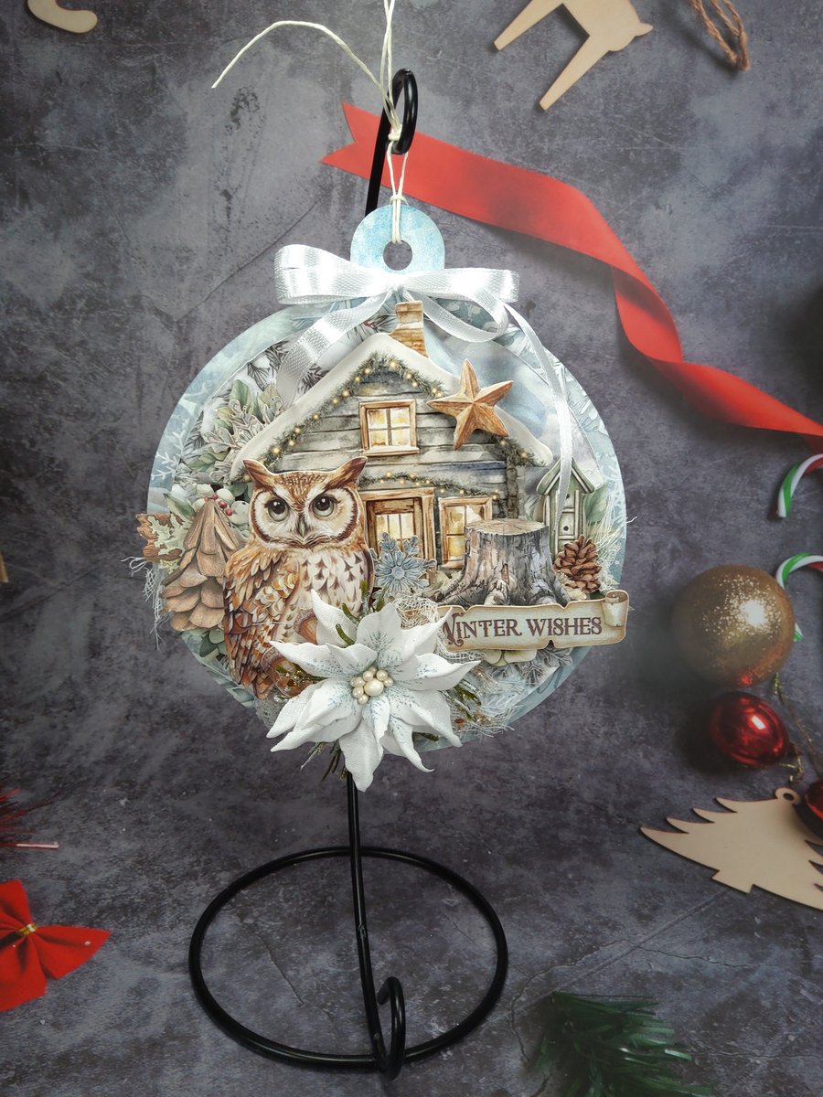 Handmade Christmas Hanging Decoration (1c) Handcrafted Festive Decoration 